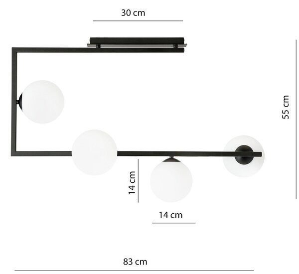 Plafoniera Minimal Yagokoro Acciaio Nero Oro 4 Luci E14