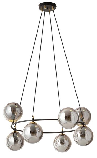 Lampadario Minimal Tsukiyomi Acciaio Nero Oro Grigio 7 Luci E14