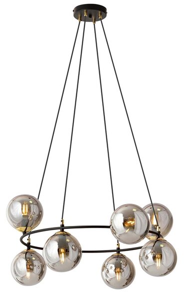 Lampadario Minimal Tsukiyomi Acciaio Nero Oro Grigio 7 Luci E14