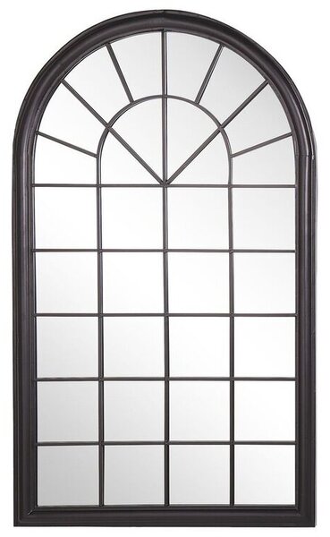 Specchio da parete in metallo nero 77 x 130 cm finestra ad arco decorazione vintage Beliani
