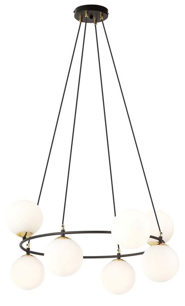 Lampadario Minimal Tsukiyomi Acciaio Nero Oro 7 Luci E14