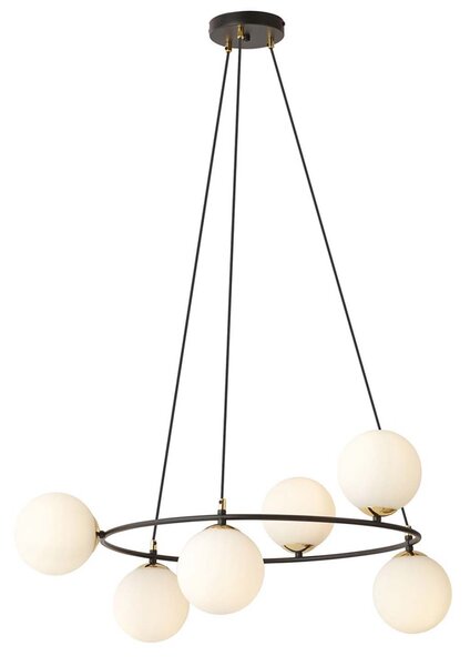 Lampadario Minimal Tsukiyomi Acciaio Nero Oro 6 Luci E14