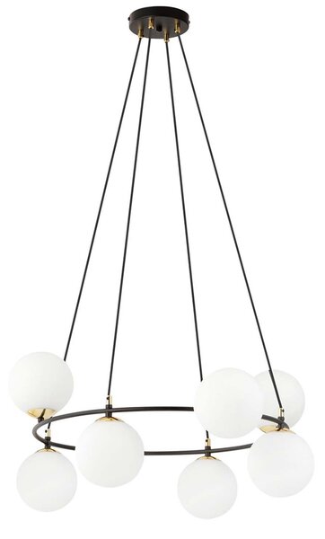 Lampadario Minimal Tsukiyomi Acciaio Nero Oro 7 Luci E14