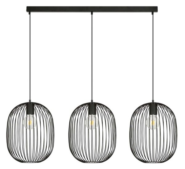 Lampadario Moderno Michizane Acciaio Nero 3 Luci E27