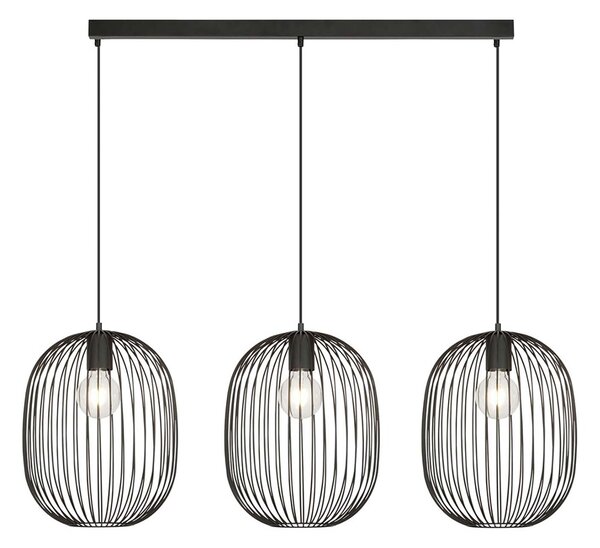 Lampadario Moderno Michizane Acciaio Nero 3 Luci E27