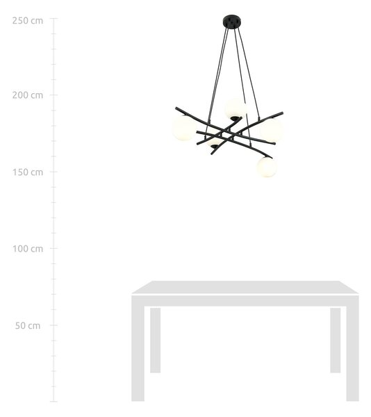 Lampadario Moderno Ubba Acciaio Nero Bianco 5 Luci E14