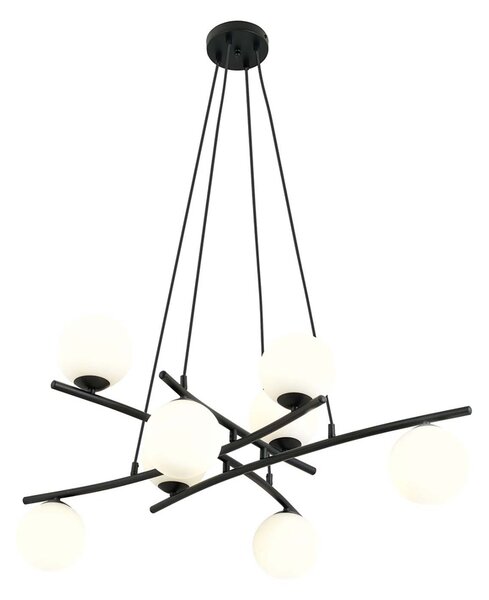 Lampadario Moderno Zarmon Acciaio Nero Bianco 8 Luci E14