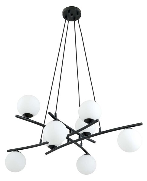 Lampadario Moderno Zarmon Acciaio Nero Bianco 8 Luci E14