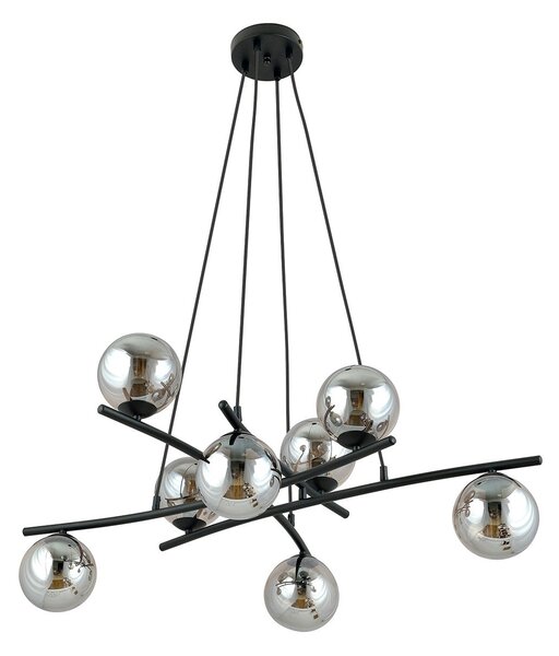 Lampadario Moderno Zarmon Acciaio Nero Grigio 8 Luci E14