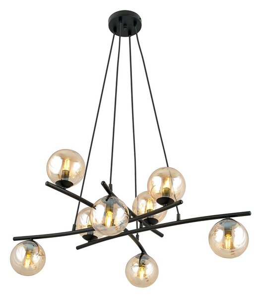 Lampadario Moderno Zarmon Acciaio Nero 8 Luci E14