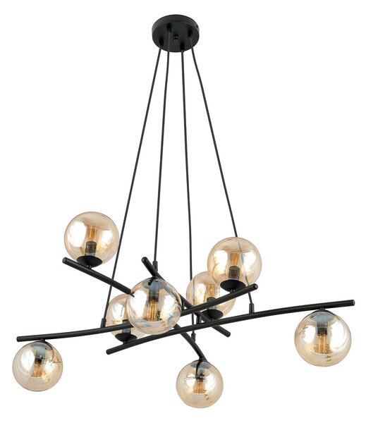 Lampadario Moderno Zarmon Acciaio Nero 8 Luci E14