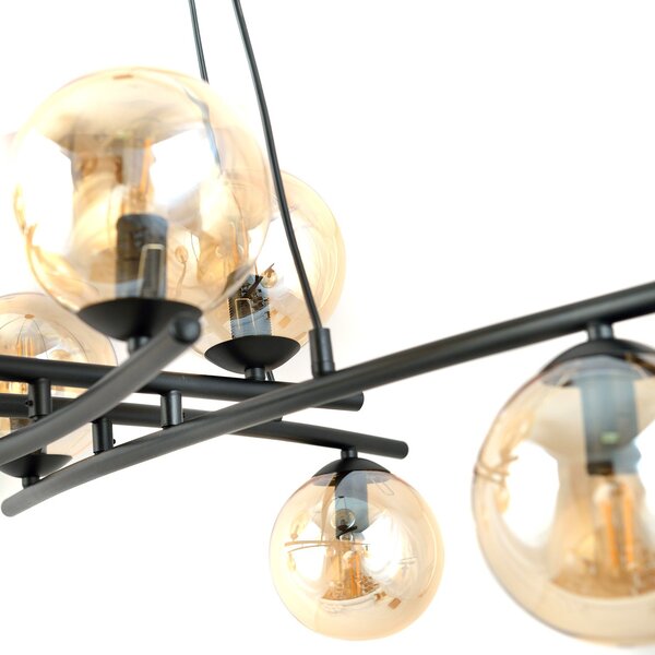 Lampadario Moderno Zarmon Acciaio Nero 8 Luci E14