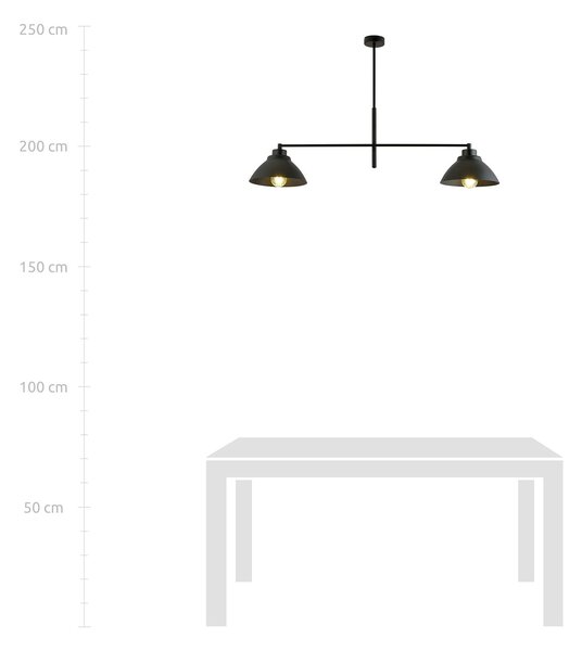 Lampadario Minimal Gemini Acciaio Nero 2 Luci E27