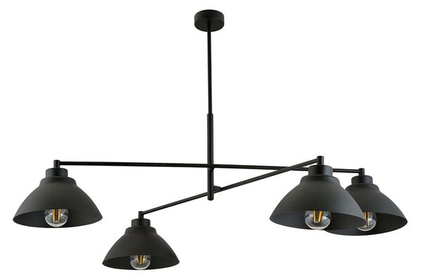 Lampadario Minimal Gemini Acciaio Nero 4 Luci E27