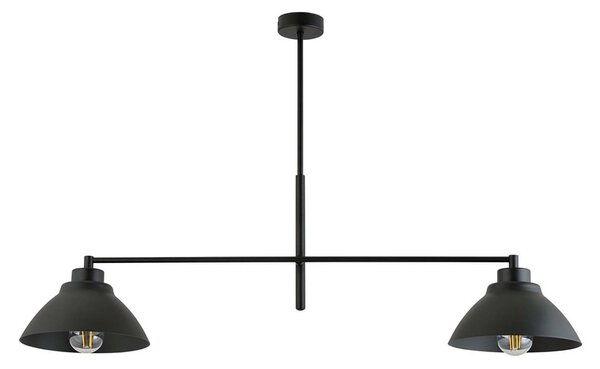 Lampadario Minimal Gemini Acciaio Nero 2 Luci E27