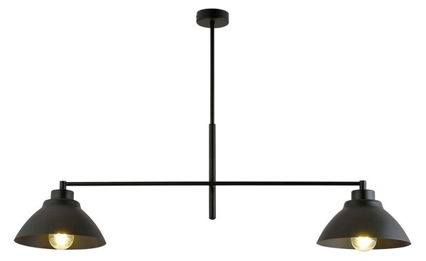 Lampadario Minimal Gemini Acciaio Nero 2 Luci E27