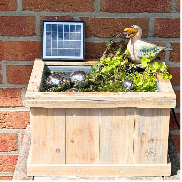 Mini laghetto Solar Möwe - Cassa di legno, gioco acquatico in Vetroceramica e palline galleggianti - 42x32x23 cm