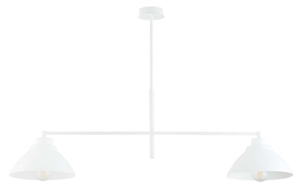 Lampadario Minimal Gemini Acciaio Bianco 2 Luci E27