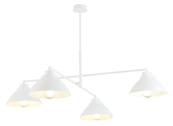Lampadario Minimal Gemini Acciaio Bianco 4 Luci E27