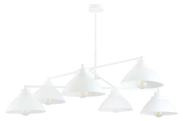 Lampadario Minimal Gemini Acciaio Bianco 6 Luci E27