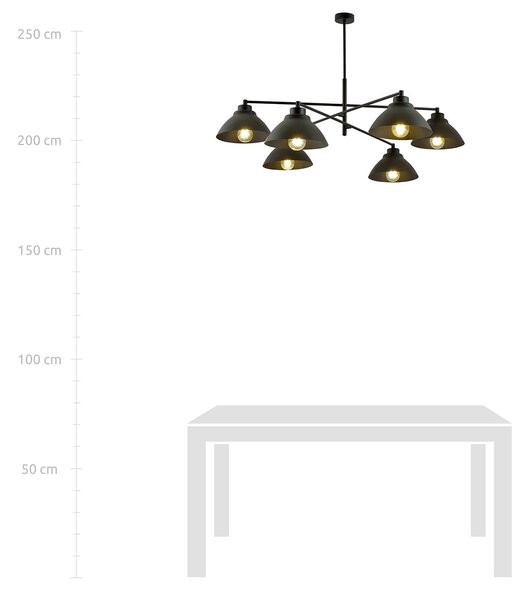 Lampadario Minimal Gemini Acciaio Bianco Nero 6 Luci E27