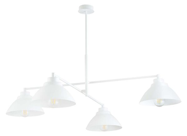 Lampadario Minimal Gemini Acciaio Bianco 4 Luci E27