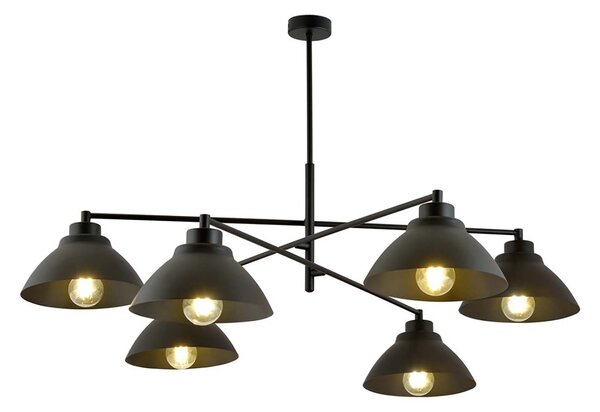 Lampadario Minimal Gemini Acciaio Bianco Nero 6 Luci E27