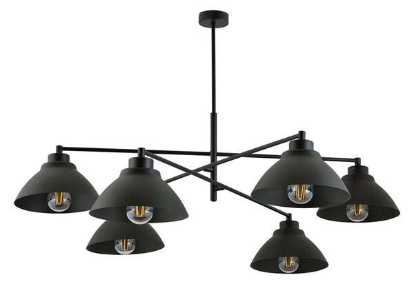 Lampadario Minimal Gemini Acciaio Bianco Nero 6 Luci E27
