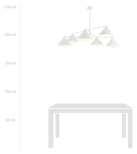 Lampadario Minimal Gemini Acciaio Bianco 6 Luci E27