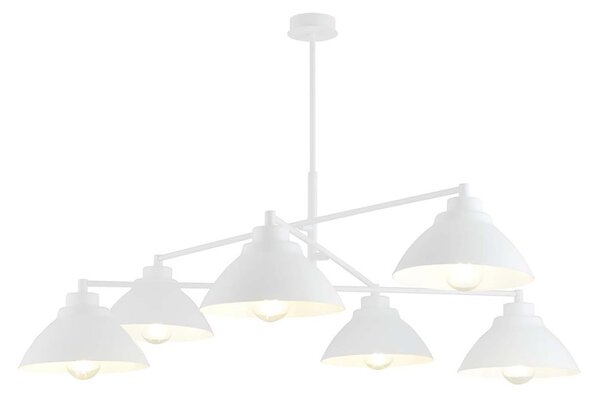 Lampadario Minimal Gemini Acciaio Bianco 6 Luci E27