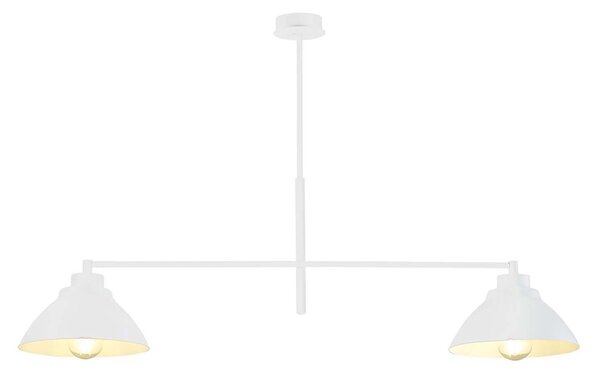 Lampadario Minimal Gemini Acciaio Bianco 2 Luci E27
