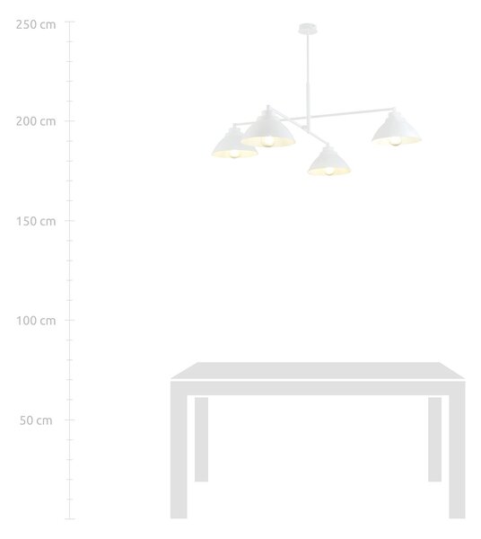 Lampadario Minimal Gemini Acciaio Bianco 4 Luci E27
