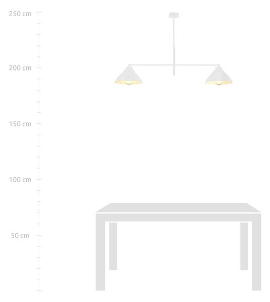 Lampadario Minimal Gemini Acciaio Bianco 2 Luci E27