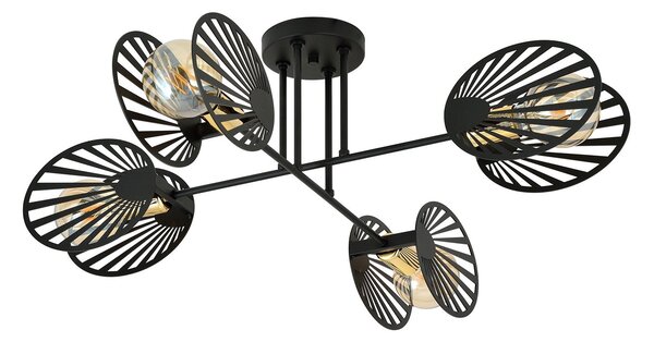 Plafoniera Moderna Ondurgo Acciaio Nero 4 Luci E27