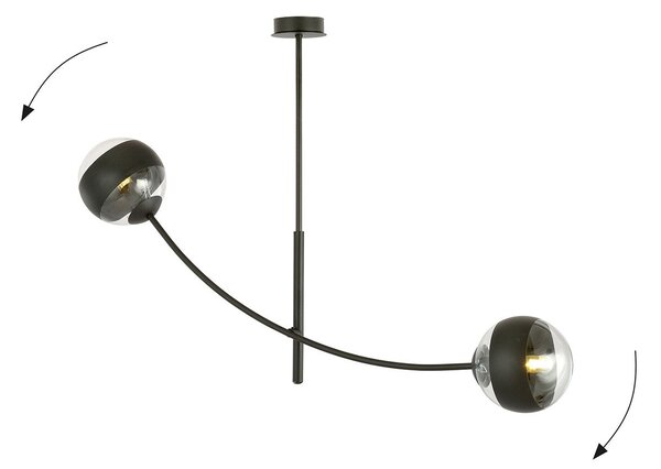 Plafoniera Contemporaneo Loptr Acciaio Nero 2 Luci E14