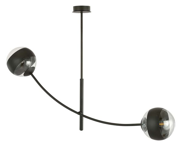 Plafoniera Contemporaneo Loptr Acciaio Nero 2 Luci E14