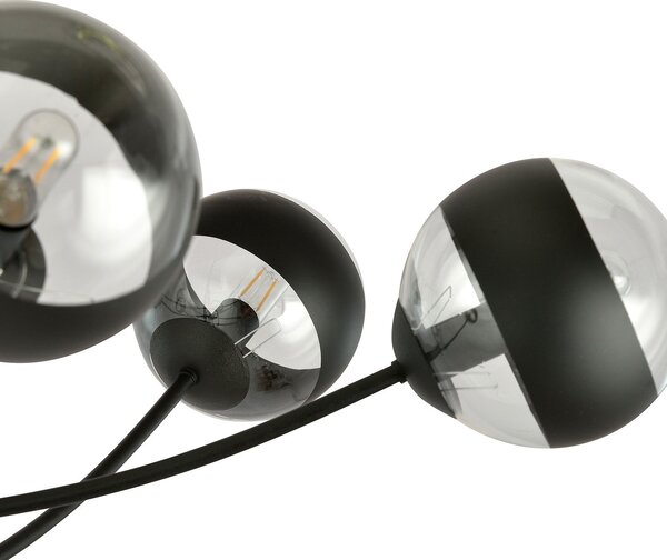 Plafoniera Contemporaneo Loptr Acciaio Nero 6 Luci E14