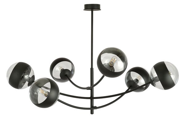 Plafoniera Contemporaneo Loptr Acciaio Nero 6 Luci E14