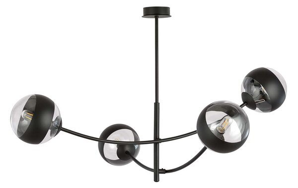 Plafoniera Contemporaneo Loptr Acciaio Nero 4 Luci E14