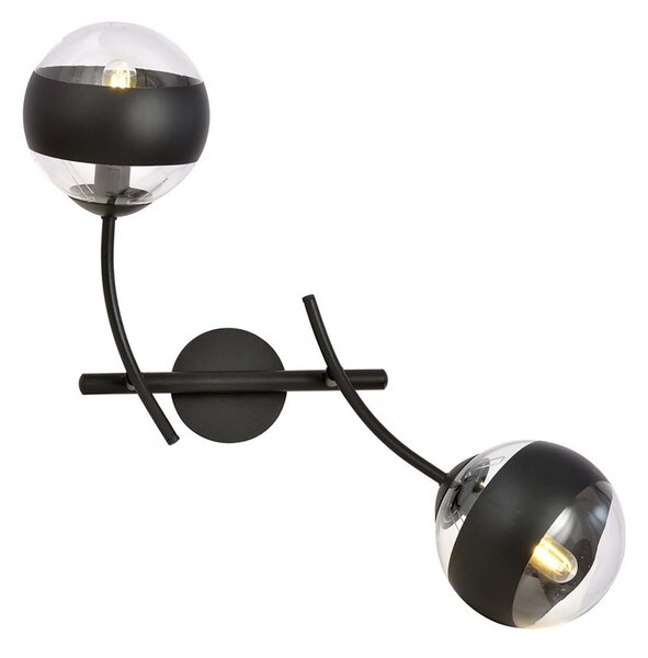 Applique Contemporaneo Loptr Acciaio Nero 2 Luci E14