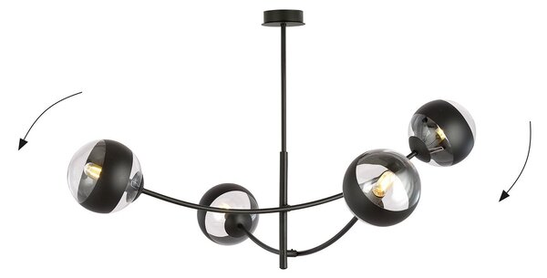 Plafoniera Contemporaneo Loptr Acciaio Nero 4 Luci E14