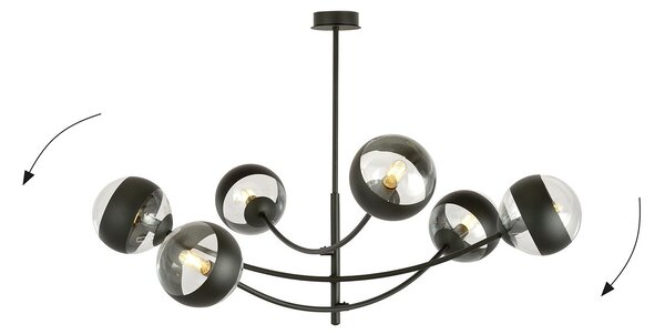 Plafoniera Contemporaneo Loptr Acciaio Nero 6 Luci E14