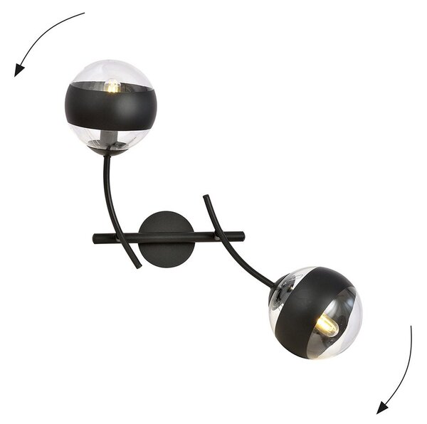 Applique Contemporaneo Loptr Acciaio Nero 2 Luci E14