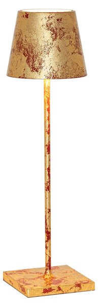 Lampada a led da tavolo Poldina Pro Rossa Foglia Oro Craquelè ricaricabile e dimmerabile con batteria fino a 12 ore