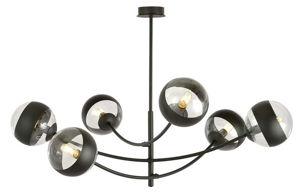 Plafoniera Contemporaneo Loptr Acciaio Nero 6 Luci E14