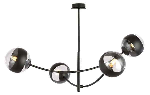 Plafoniera Contemporaneo Loptr Acciaio Nero 4 Luci E14