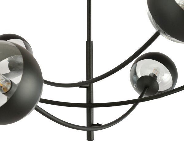 Plafoniera Contemporaneo Loptr Acciaio Nero 6 Luci E14