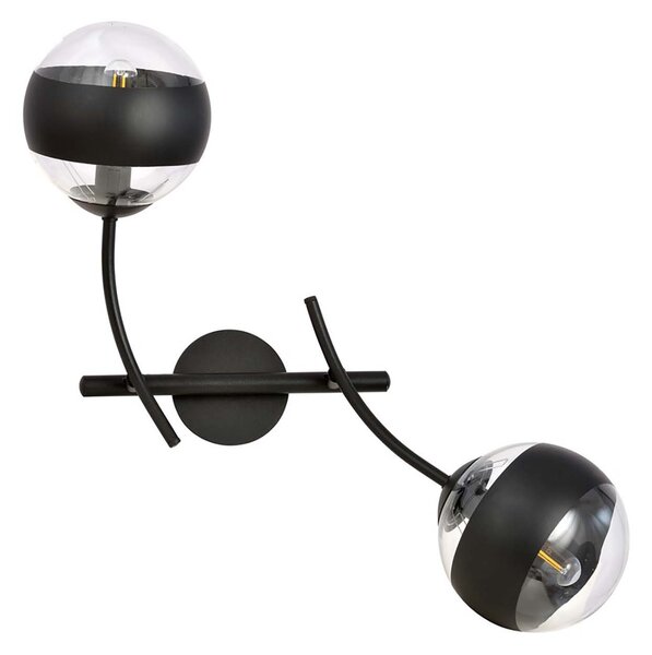 Applique Contemporaneo Loptr Acciaio Nero 2 Luci E14