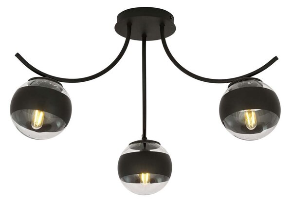 Plafoniera Moderna Polus Acciaio Nero 3 Luci E14
