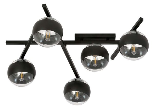 Plafoniera Moderna Tefnet Acciaio Nero 5 Luci E14